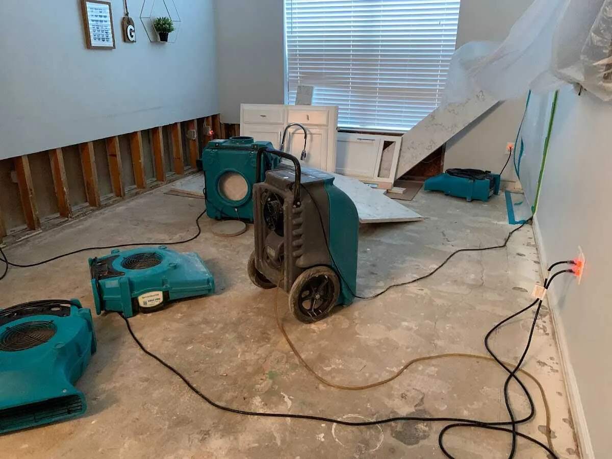 Dehumidifier in flood-cut room for Water Damage Restoration in Hot Springs Village